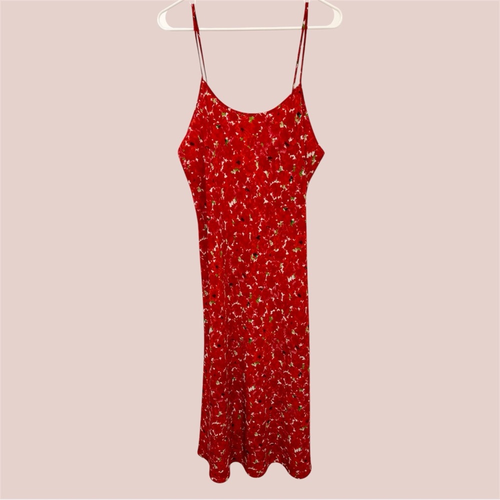 Vintage Josie by Natori Red Floral Slip Nightgown